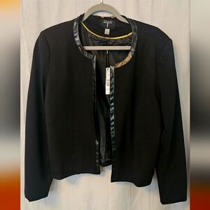 Tahari Black Blazer with Contrasting Leather Trim (with tags)